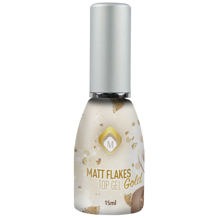 Матовый Топ Гель Flakes Gold 15 мл 104023