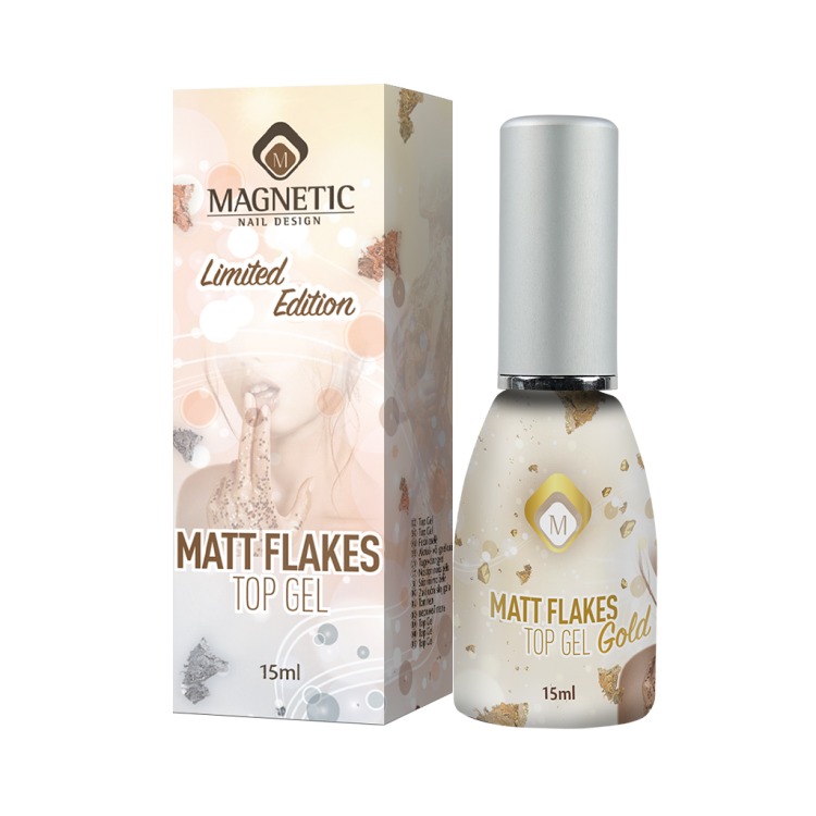 Матовый Топ Гель Flakes Gold 15 мл 104023