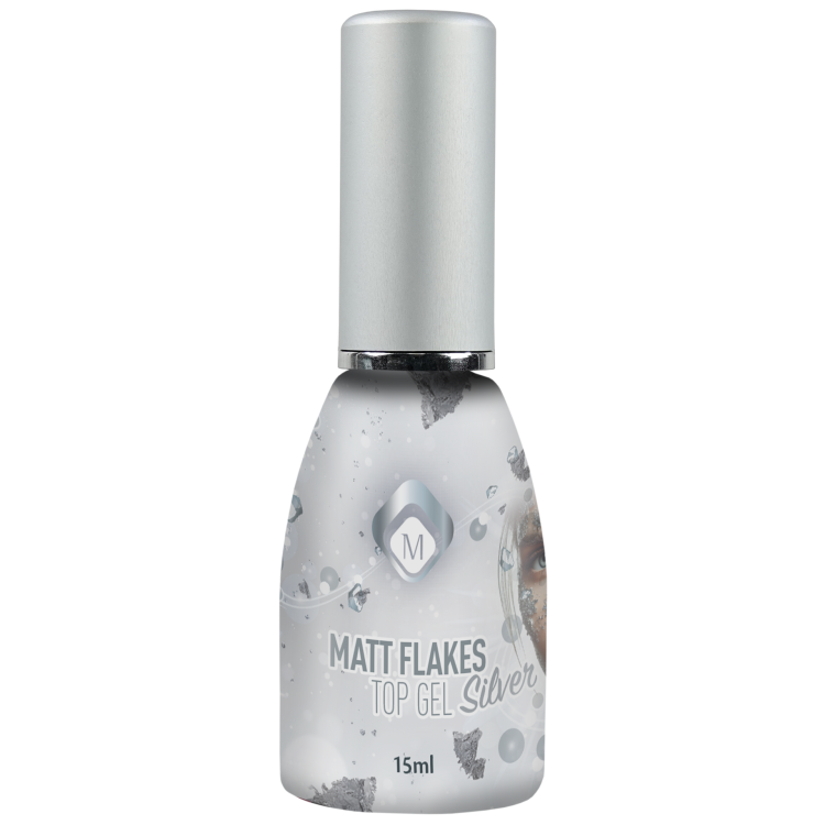 Матовый Топ Гель Flakes Silver 15 мл 104025
